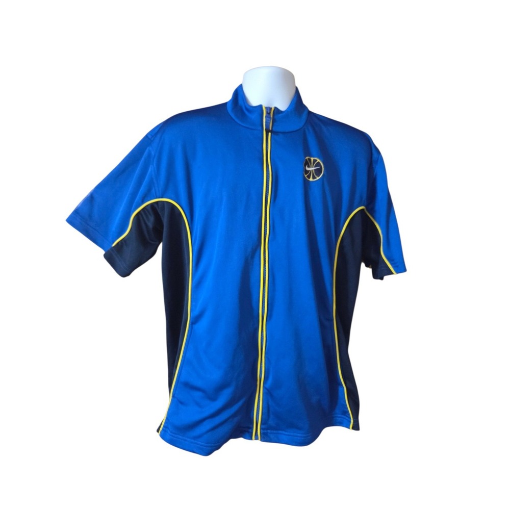 Vintage Nike Team Sports Warmup Short Sleeve Full Zip Jacket M Blue Black Yellow